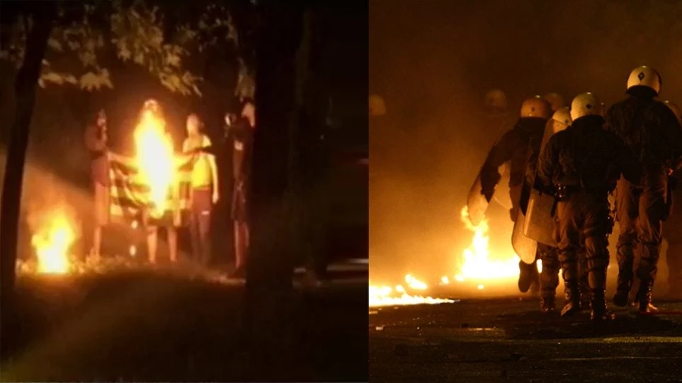 Πρόκληση αναρχικών στα Εξάρχεια: Έκαψαν την ελληνική σημαία